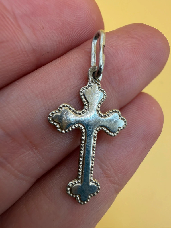 Vintage silver religious protective cross ~19