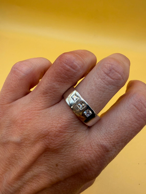 Chunky 925 Sterling Silver Statement Ring Size P ~46