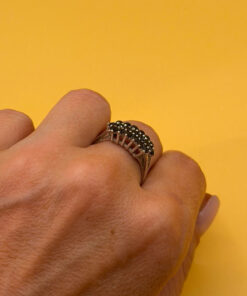 Vintage Sterling Silver Sapphire Ring Hallmarked, UK Size S½ – Three Rows of Sapphires – Tested~32