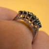 Vintage Sterling Silver Sapphire Ring Hallmarked, UK Size S½ – Three Rows of Sapphires – Tested~32