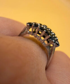 Vintage Sterling Silver Sapphire Ring Hallmarked, UK Size S½ – Three Rows of Sapphires – Tested