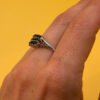 Vintage Sterling Silver Sapphire Ring Hallmarked, UK Size S½ – Three Rows of Sapphires – Tested~32