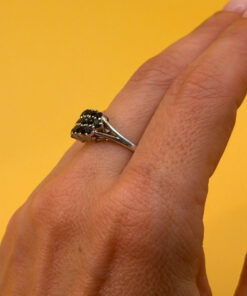Vintage Sterling Silver Sapphire Ring Hallmarked, UK Size S½ – Three Rows of Sapphires – Tested