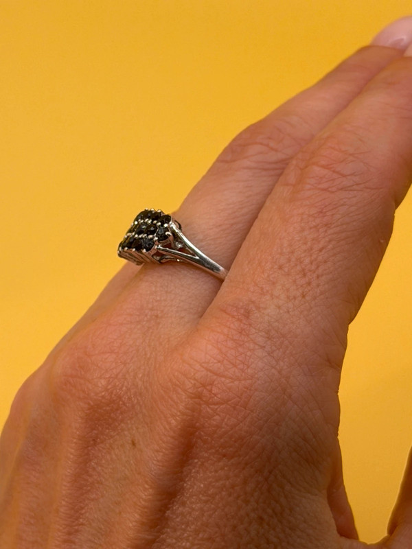 Vintage Sterling Silver Sapphire Ring Hallmarked, UK Size S½ – Three Rows of Sapphires – Tested~32