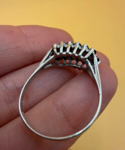 Vintage Sterling Silver Sapphire Ring Hallmarked, UK Size S½ – Three Rows of Sapphires – Tested