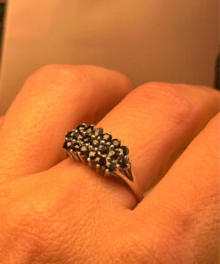 Vintage Sterling Silver Sapphire Ring Hallmarked, UK Size S½ – Three Rows of Sapphires – Tested