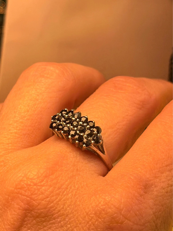 Vintage Sterling Silver Sapphire Ring Hallmarked, UK Size S½ – Three Rows of Sapphires – Tested~32