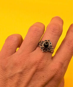 Vintage silver ring with onyx, size N ~32