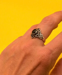 Vintage silver ring with onyx, size N