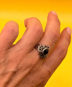 Vintage silver ring with onyx, size N