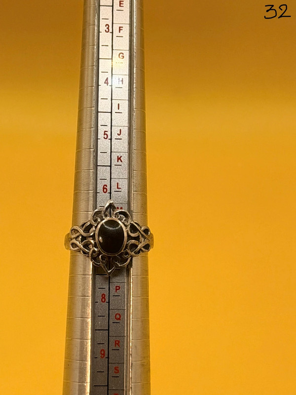 Vintage silver ring with onyx, size N ~32