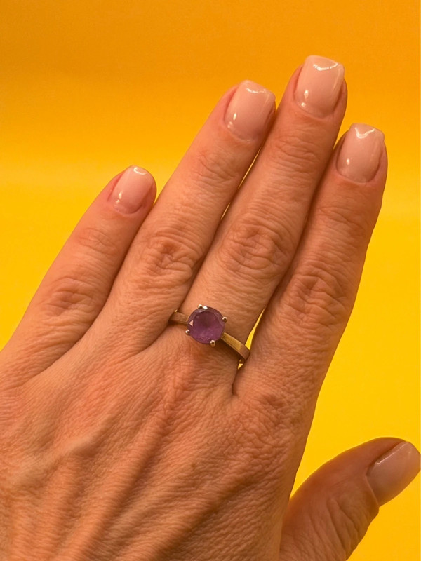 Silver 925 ring with natural amethyst, size N~15