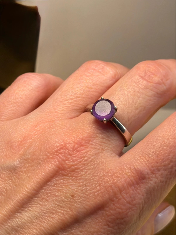 Silver 925 ring with natural amethyst, size N~15