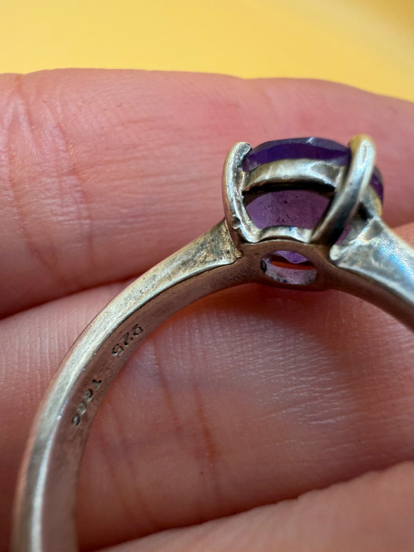 Silver 925 ring with natural amethyst, size N~15