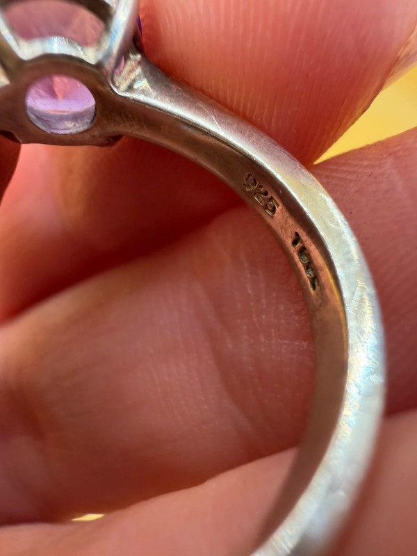 Silver 925 ring with natural amethyst, size N~15