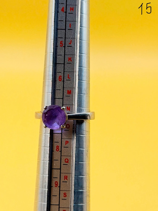 Silver 925 ring with natural amethyst, size N~15