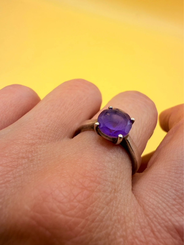Silver 925 ring with natural amethyst, size N~15