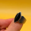 Stunning sterling silver signet ring featuring a natural onyx, size 0
