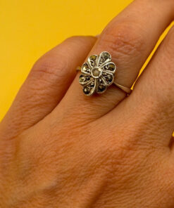 Vintage 925 sterling silver ring with marcasites, size K~120