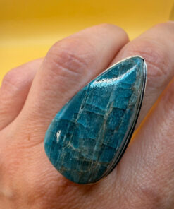 Sterling silver natural blue apatite ring, UK size Q