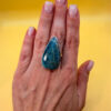 Sterling silver natural blue apatite ring, UK size Q