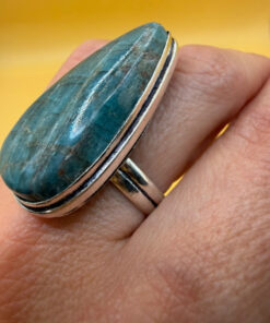 Sterling silver natural blue apatite ring, UK size Q