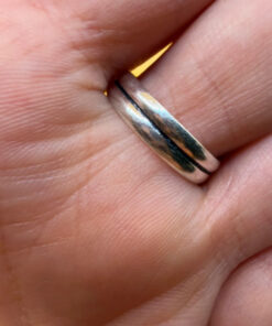 Sterling silver natural blue apatite ring, UK size Q