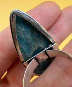 Sterling silver natural blue apatite ring, UK size Q