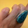 Sterling silver natural blue apatite ring, UK size Q