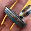 Sterling silver natural blue apatite ring, UK size Q