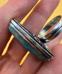 Sterling silver natural blue apatite ring, UK size Q