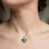 Vintage Sterling 925 Silver Green Enamel Lucky Shamrock Clover Pendant Charm~120