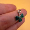 Vintage Sterling 925 Silver Green Enamel Lucky Shamrock Clover Pendant Charm~120