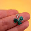 Vintage Sterling 925 Silver Green Enamel Lucky Shamrock Clover Pendant Charm~120
