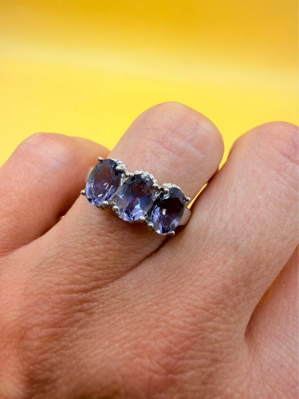 silver ring with a purple tourmaline, size N ~120