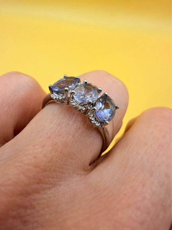 silver ring with a purple tourmaline, size N ~120