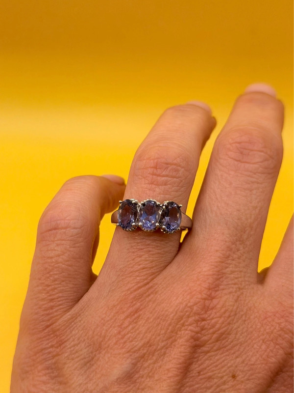 silver ring with a purple tourmaline, size N ~120