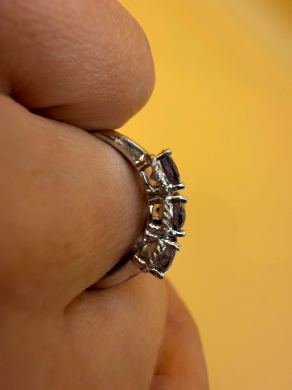 silver ring with a purple tourmaline, size N ~120