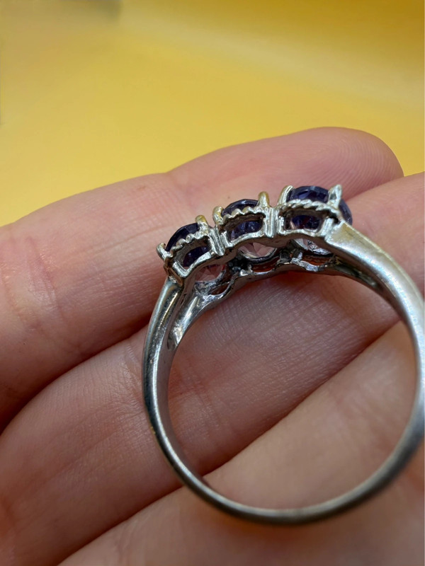 silver ring with a purple tourmaline, size N ~120