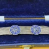 Vintage Turkish Sterling Silver Blue Enamel Medallion and Multi Chain Bracelet.