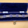 Vintage Turkish Sterling Silver Blue Enamel Medallion and Multi Chain Bracelet.