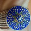 Vintage Turkish Sterling Silver Blue Enamel Medallion and Multi Chain Bracelet.