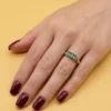 Luxury vintage sterling silver ring with emeralds and topazes. Size R~43