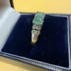 Luxury vintage sterling silver ring with emeralds and topazes. Size R~43