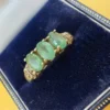 Luxury vintage sterling silver ring with emeralds and topazes. Size R~43
