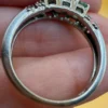 Luxury vintage sterling silver ring with emeralds and topazes. Size R~43