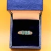 Luxury vintage sterling silver ring with emeralds and topazes. Size R~43