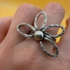 Vintage sterling silver 925 ring, floral petals design, size O.