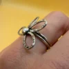 Vintage sterling silver 925 ring, floral petals design, size O.