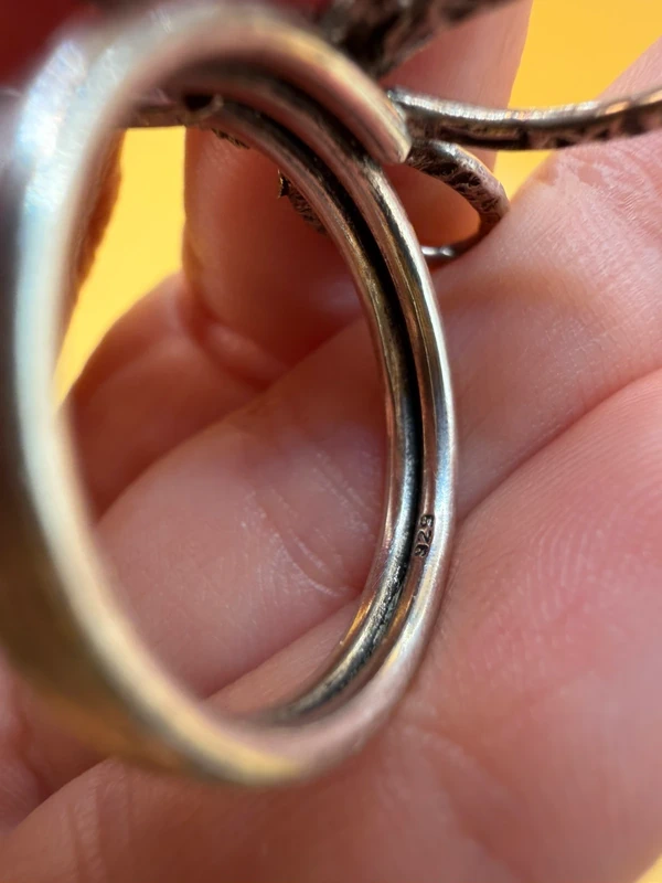 Vintage sterling silver 925 ring, floral petals design, size O.